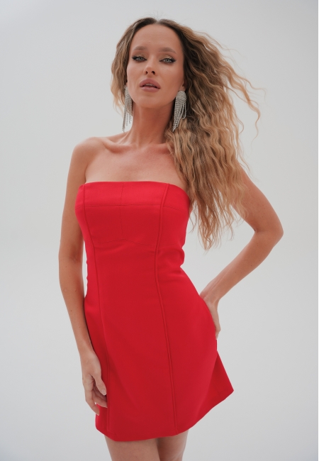 Платье мини с рельефом (красный)