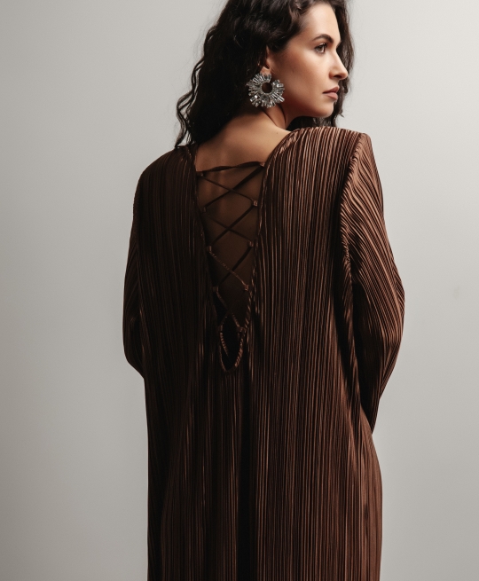 Платье макси со шнуровкой (шоколадный)