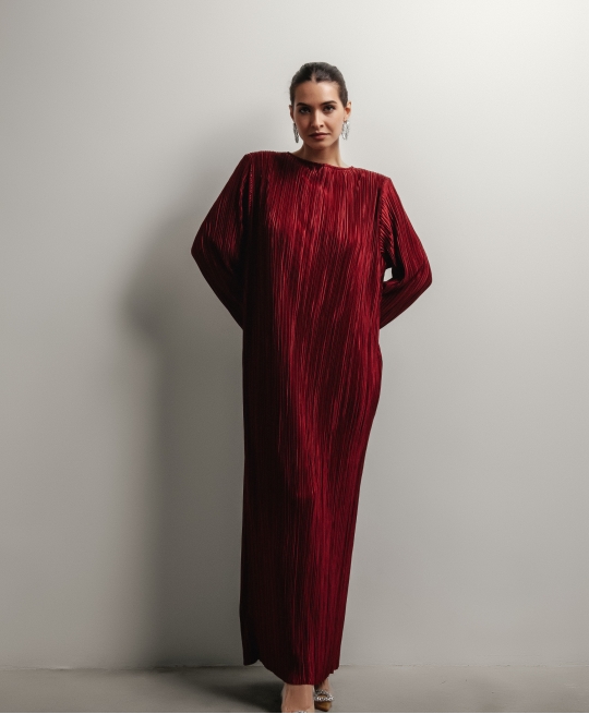 Платье макси со шнуровкой (винный)