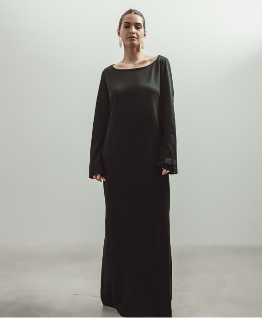 Платье макси жатка (черный)