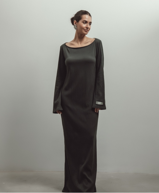 Платье макси жатка (графит)