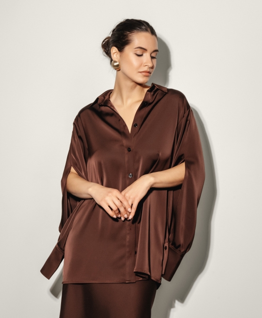 Рубашка шелковая шоколадная (шоколадный)