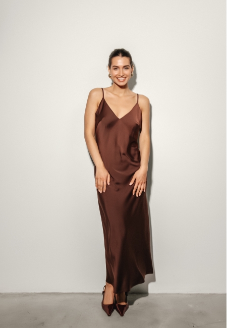 Платье комбинация макси (шоколадный)