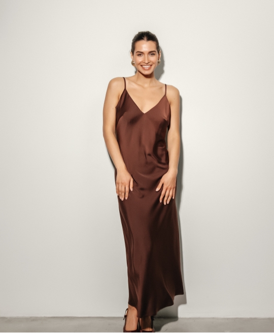 Платье комбинация макси (шоколадный)