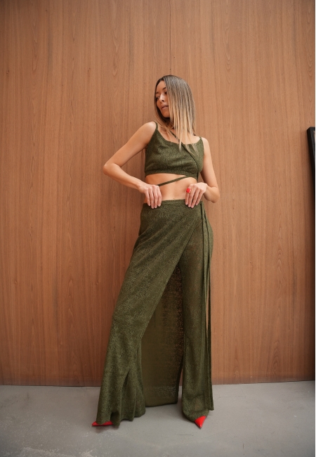 Брюки клеш из гипюра "Афродита" (травянистый)