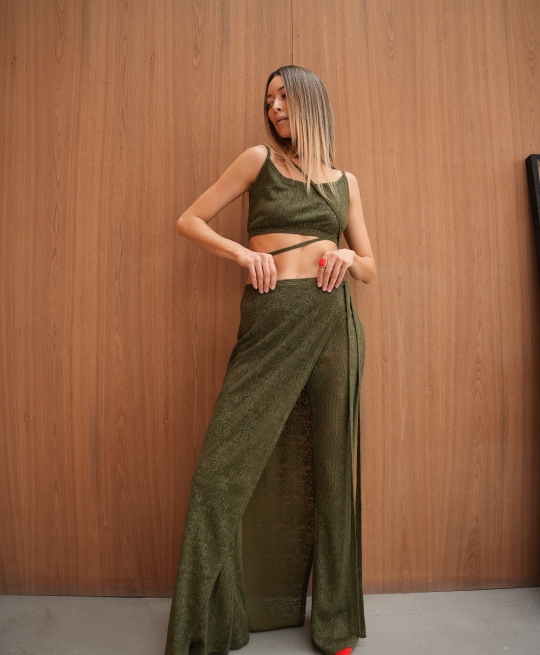 Юбка-баска из гипюра "Афродита" (травянистый)