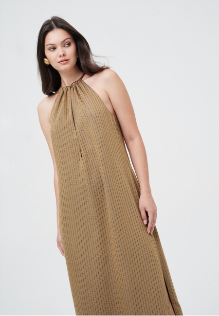 Сарафан в полоску (горчичный)