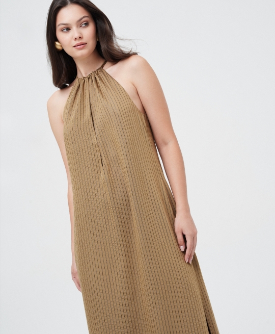 Сарафан в полоску (горчичный)