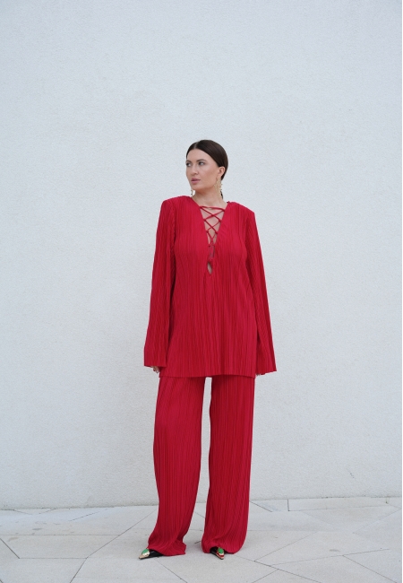 Брюки гофре (красный)