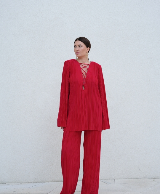 Брюки гофре (красный)