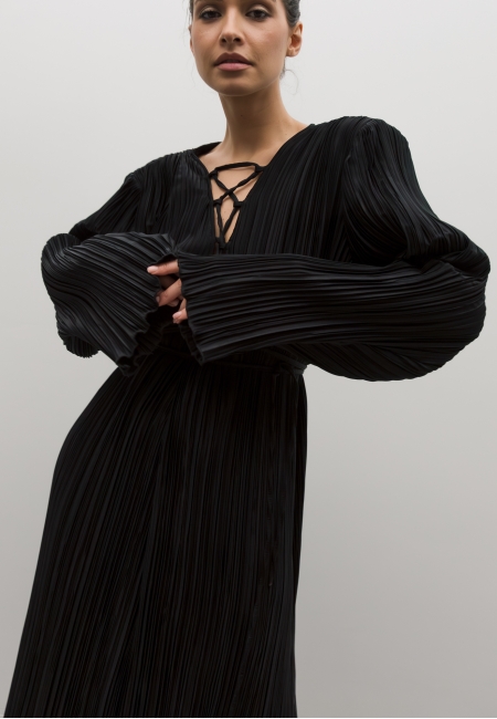 Платье макси со шнуровкой (черный)