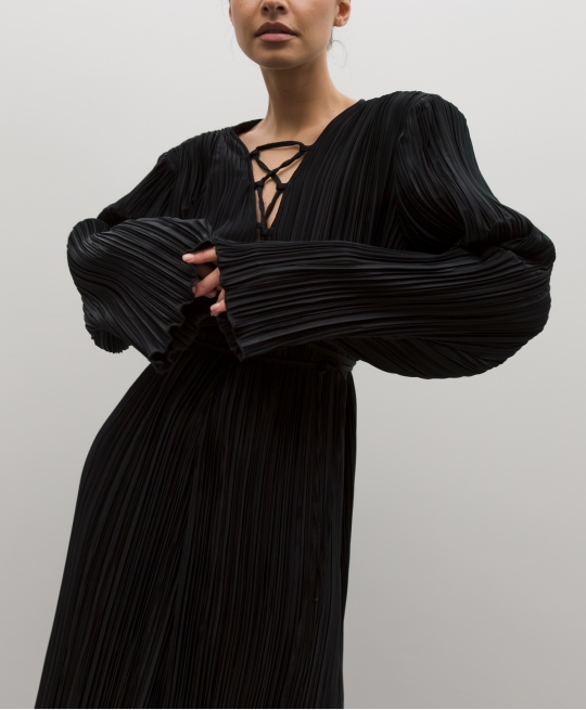 Платье макси со шнуровкой (черный)