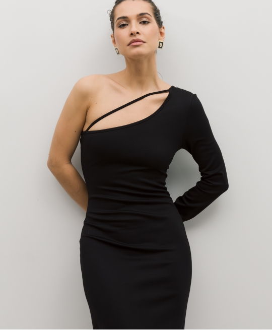 Платье на одно плечо CHIK (black)