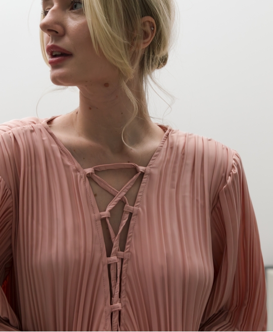 Платье мини со шнуровкой (персиковый)