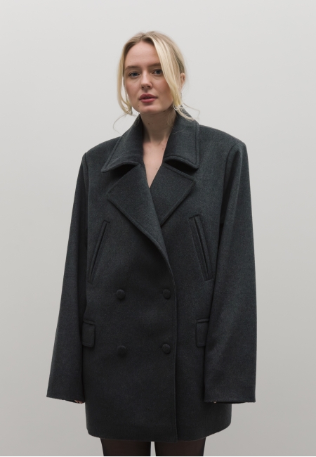 Шерстяное полупальто (grey)