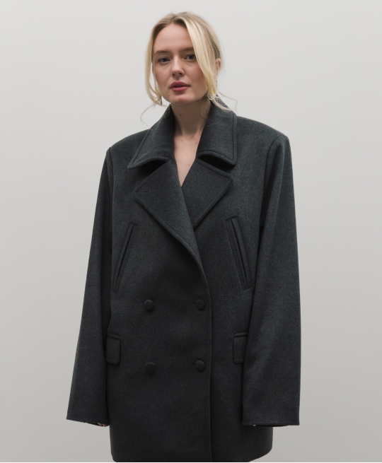 Шерстяное полупальто (grey)