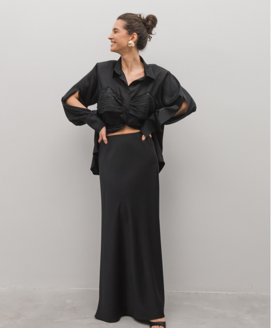 Юбка макси шелковая (black)