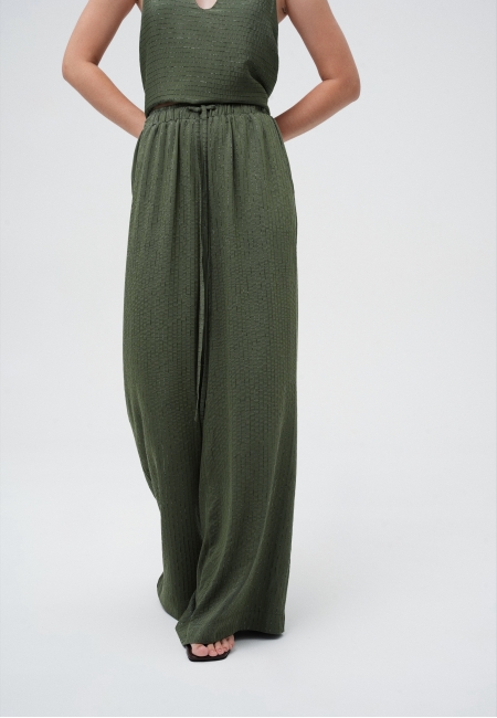 Брюки на кулиске в полоску (травянистый)