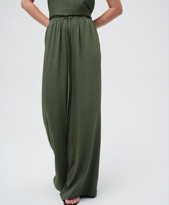 Брюки на кулиске в полоску (травянистый)