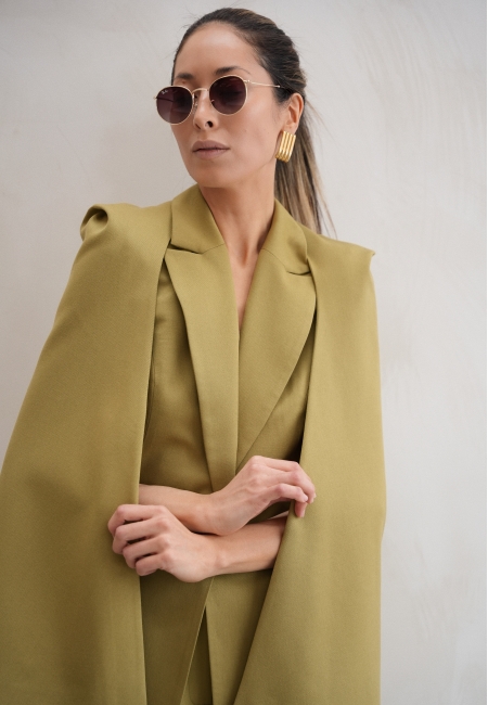 Жакет кейп трансформер с пелериной (лайм)