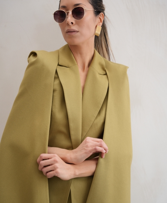 Жакет кейп трансформер с пелериной (лайм)