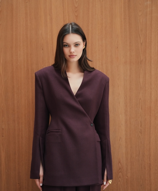 Жакет приталенный рубчик (бургунди)