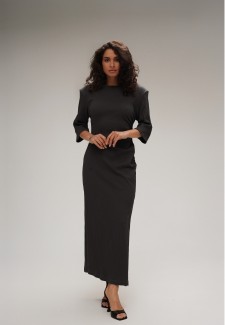 Платье жатка с подплечниками (графит)