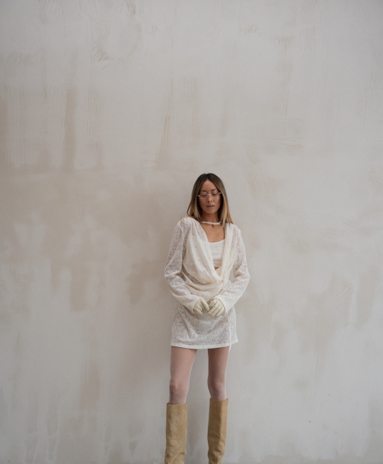 Платье мини из гипюра "Афродита" (айвори)