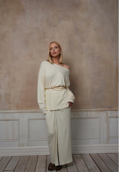 Юбка с драпировкой "Клеопатра" (молочный)
