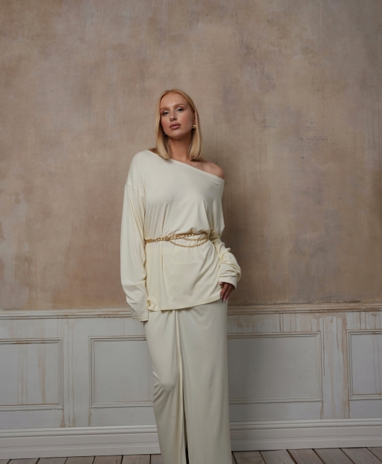 Юбка с драпировкой "Клеопатра" (молочный)