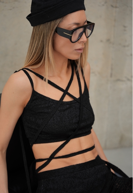 Топ из гипюра "Афродита" (черный)