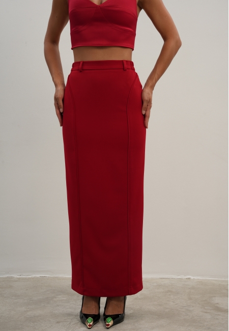 Юбка макси с рельефом (красный)