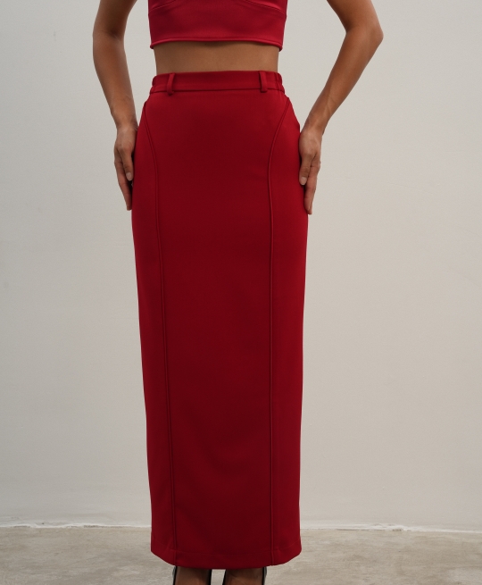 Юбка макси с рельефом (красный)