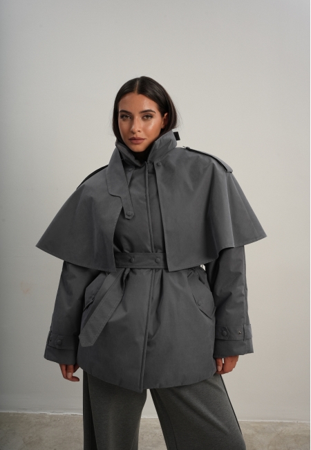 Куртка с пелериной (серый)