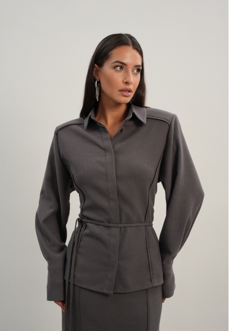 Рубашка с рельефом рубчик (графит)