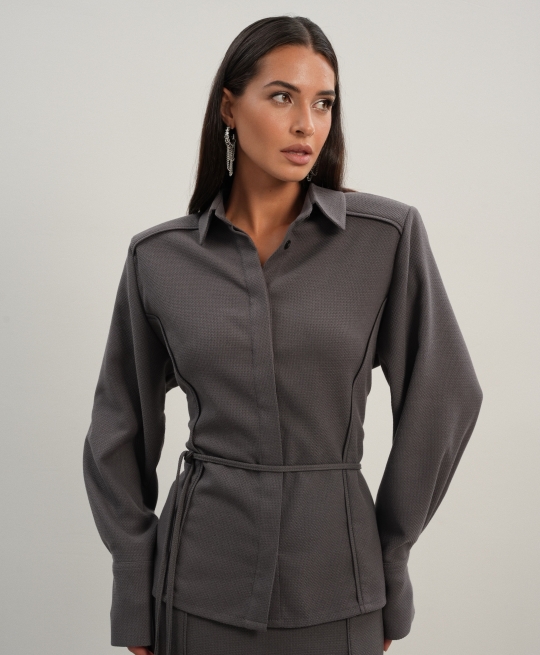 Рубашка с рельефом рубчик (графит)