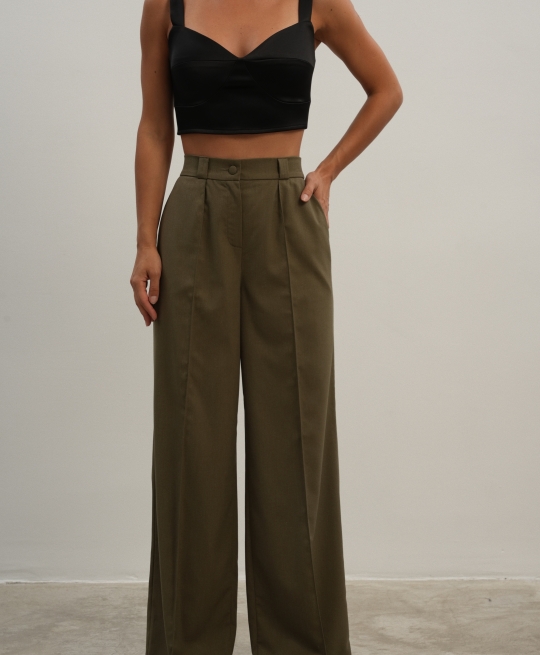 Брюки палаццо (хаки)