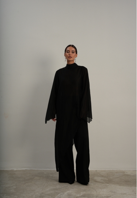 Туника асимметричная полупрозрачная (черный)