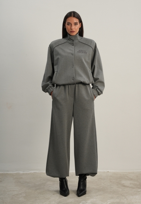 Брюки спортивные с кантом (серый)