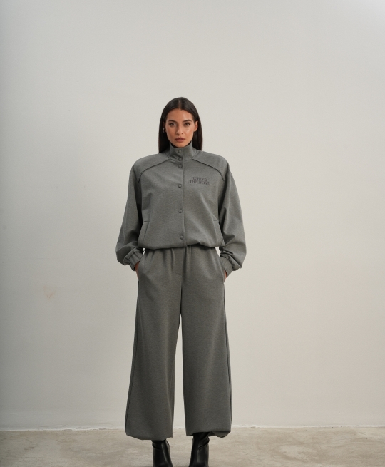 Брюки спортивные с кантом (серый)