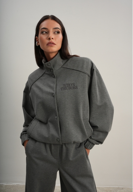 Бомбер на кнопках (серый)