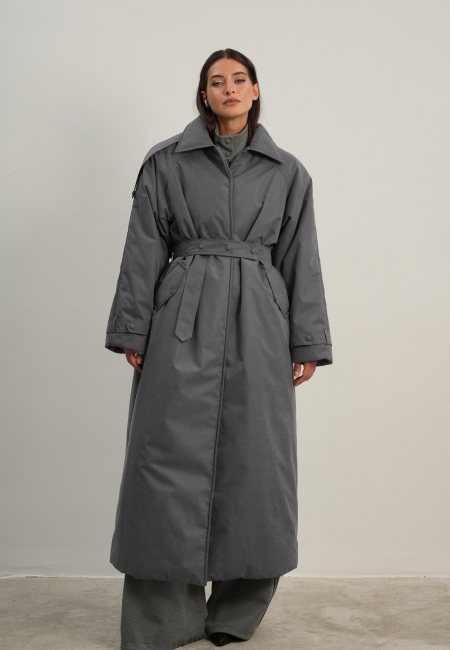 Куртка с пелериной макси (серый)