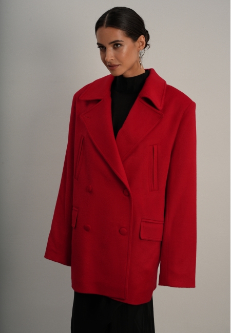 Шерстяное полупальто (red)