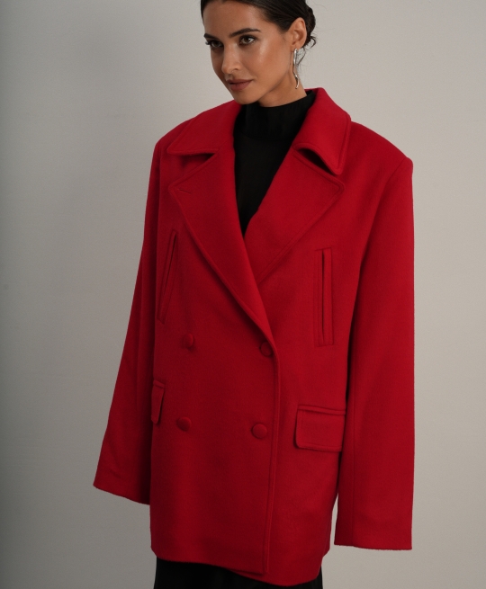 Шерстяное полупальто (red)