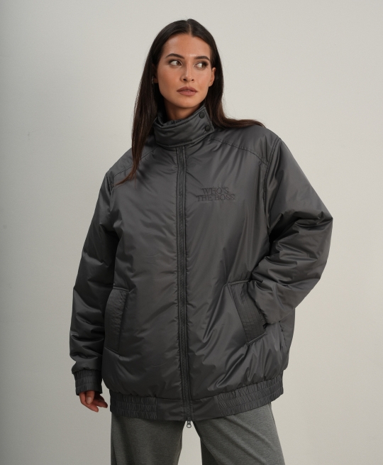 Бомбер с вышивкой (графит)