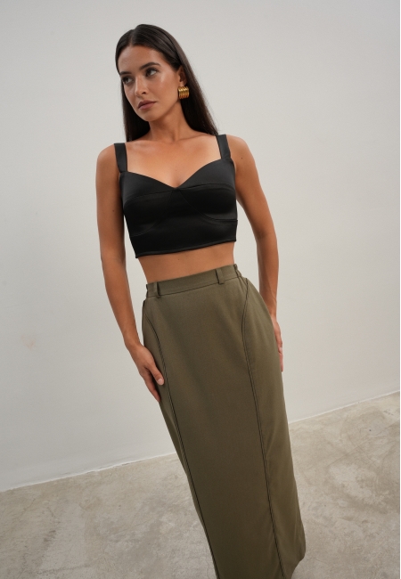 Юбка макси с рельефом (хаки)