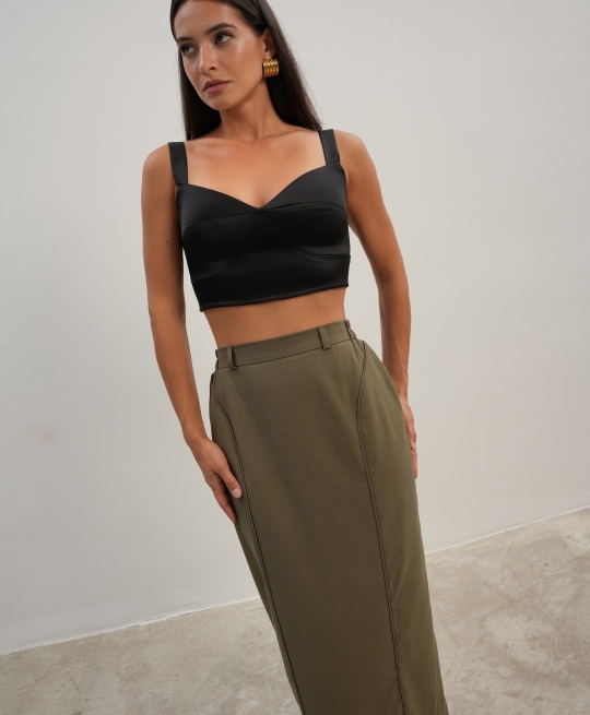 Юбка макси с рельефом (хаки)