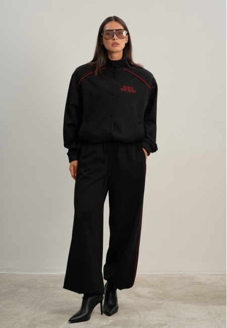 Брюки спортивные с кантом (черный)