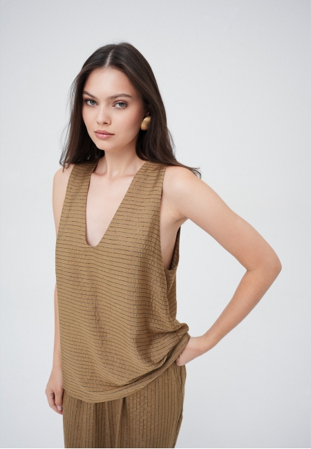 Майка в полоску (горчичный)