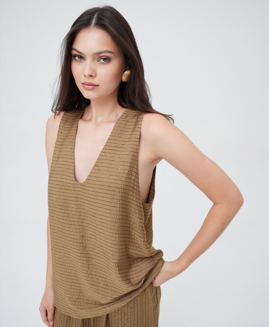 Майка в полоску (горчичный)